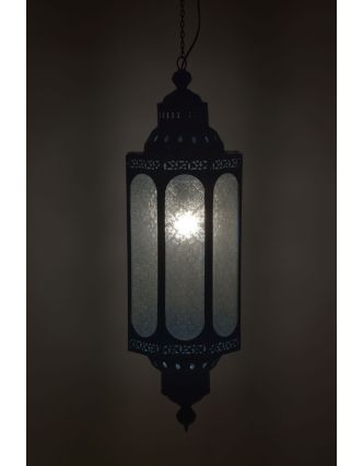 Kovová lampa v orientálním stylu, skleněná výplň, 27x27x85cm