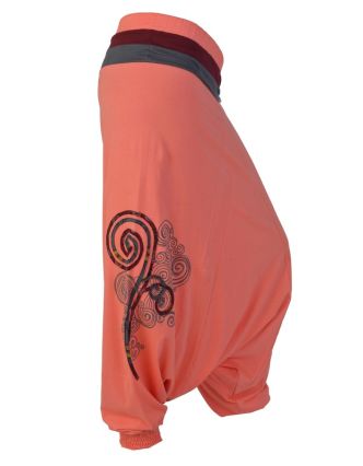 Meruňkové turecké kalhoty s trojitým pasem, "Spiral Rose"