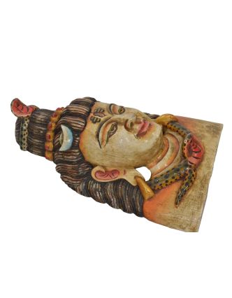 Dřevěná maska, Šiva, barvený, 24x13x38cm