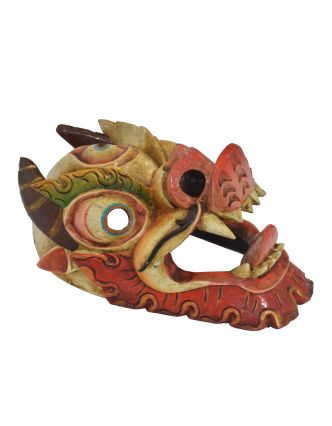 Dřevěná maska, Drak, barvený, 19x21x36cm