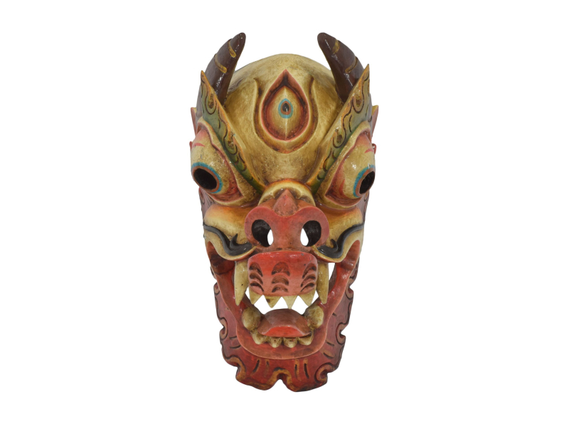 Dřevěná maska, Drak, barvený, 19x21x36cm