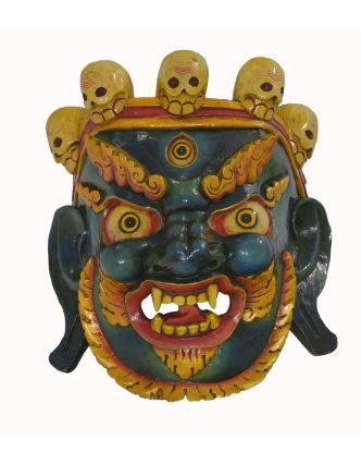 Dřevěná maska, "Bhairab", ručně vyřezávaná, 34x35x40cm