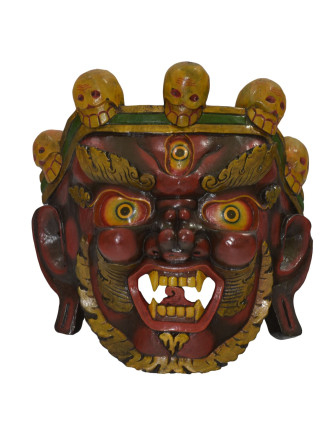 Dřevěná maska, "Bhairab", ručně vyřezávaná, 37x35x40cm