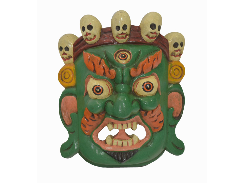 Dřevěná maska, "Bhairab", ručně vyřezávaná, 28x13x30cm