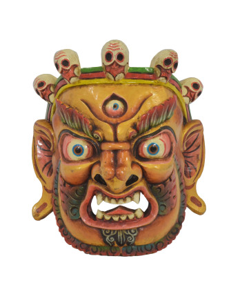 Dřevěná maska, "Bhairab", ručně vyřezávaná, 29x13x31cm