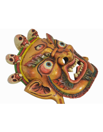 Dřevěná maska, "Bhairab", ručně vyřezávaná, 29x13x31cm