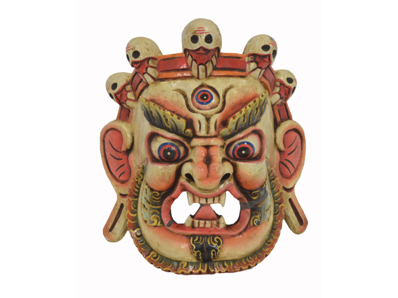 Dřevěná maska, "Bhairab", ručně vyřezávaná, 27x13x31cm
