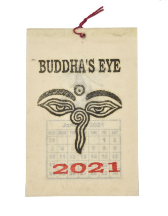 Kalendář na rok 2021, ručně tištěný na rýžovém papíru, 10x15cm