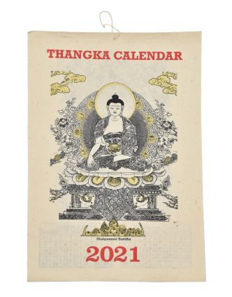 Kalendář na rok 2021, ručně tištěný na rýžovem papíru, 23x30cm