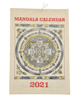 Kalendář na rok 2021, ručně tištěný na rýžovem papíru, 23x30cm