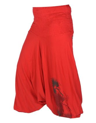 Červené turecké kalhoty s potiskem Thistle design, bobbin