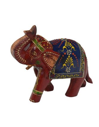 Dřevěný slon, ručně malovaný, 19x7x16cm