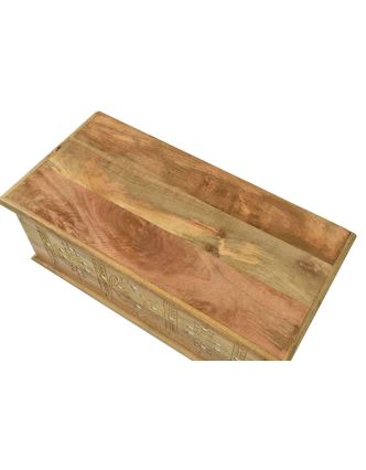 Truhla z mangového dřeva zdobená ručními řezbami, 89x44x45cm