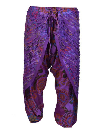 Dlouhé fialové turecké kalhoty se sukní "Patchwork design", elastický pas