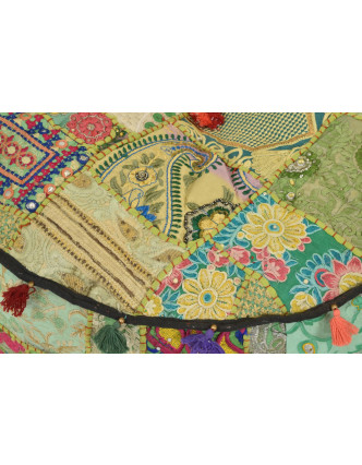 Taburet, Rajasthan, patchwork, Ari bohatá výšivka,, 58x58x30cm