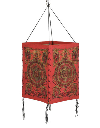 Stínidlo, čtyřboké, červené, zlatý tisk, Mandala, 18x25cm