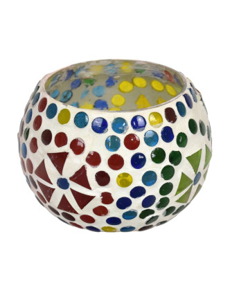 Lampička, skleněná mozaika, kulatá, průměr 9cm, výška 7cm