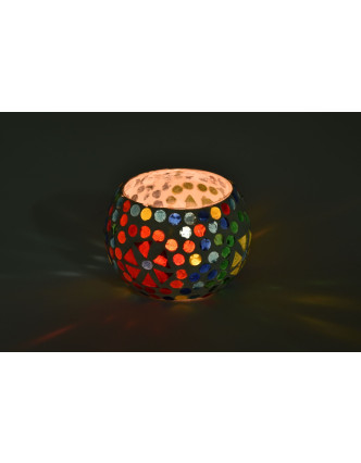 Lampička, skleněná mozaika, kulatá, průměr 9cm, výška 7cm