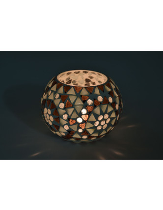 Lampička, skleněná mozaika, kulatá, průměr 10cm, výška 9cm