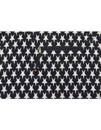 Velká taška, černo-bílá, hvězdy, 2 malé vnitřní kapsy, zip, 51x39cm +29cm