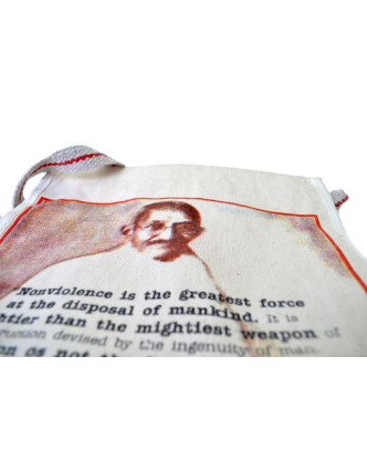 Plátěná taška přes rameno s barevným tiskem Gandhi, 28x35x11cm