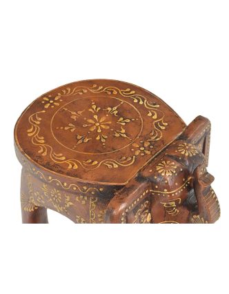 Mini stolička ve tvaru slona, ručně malovaná, 25x18x18cm