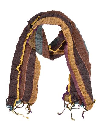 Šátek, wrap proužky, třásně, bavlna, 65x180cm