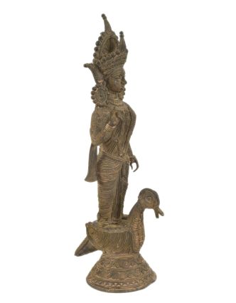 Sarasvátí, Tribal Art, mosazná socha, 22x16x47cm