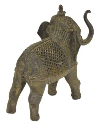 Slon, Tribal Art, mosazná socha, 15,5x5x14cm