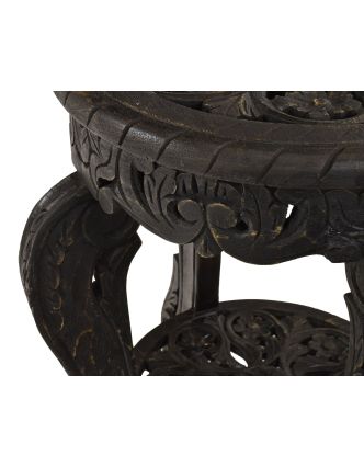 Stolička z mangového dřeva, černá patina, 45x45x60cm