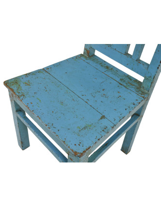 Stará židle z teakového dřeva, tyrkysová patina, 48x47x92cm