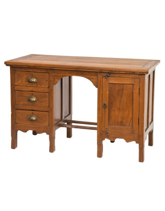 Starý psací stůl z teakového dřeva, 119x59x76cm