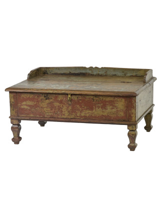 Starý kupecký stolek z teakového dřeva, 80x54x42cm