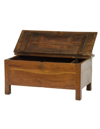 Starý kupecký stolek z teakového dřeva, šuplíky, 76x43x39cm