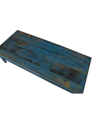 Starý konferenční stolek, modrá patina, 167x70x43cm