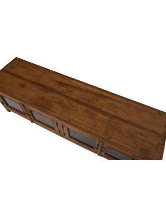 Prosklená skříňka z teakového dřeva, 163x45x50cm