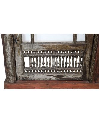 Staré prosklené dveře z Gujaratu, teakové dřevo, 232x11x202cm