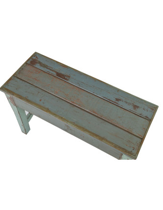 Stolička/stolek z teakového dřeva, tyrkysová patina, 70x29x53cm