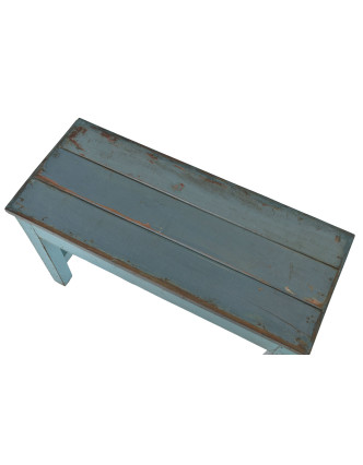 Stolička/stolek z teakového dřeva, tyrkysová patina, 70x29x46cm