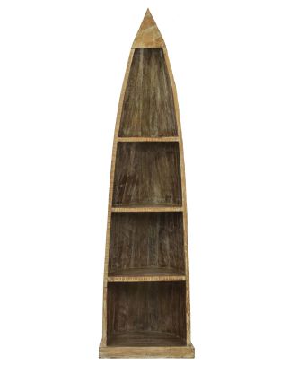 Knihovna z mangového dřeva ve tvaru lodi, 59x45x210cm
