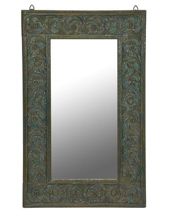 Zrcadlo v rámu z teakového dřeva,ručně vyřezávané, 55x3x89cm
