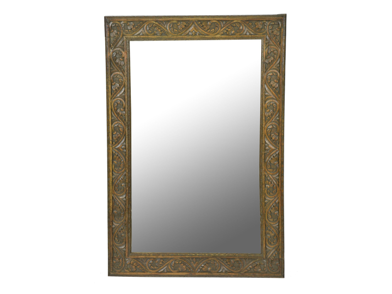Zrcadlo v rámu z teakového dřeva,ručně vyřezávané, 55x3x82cm