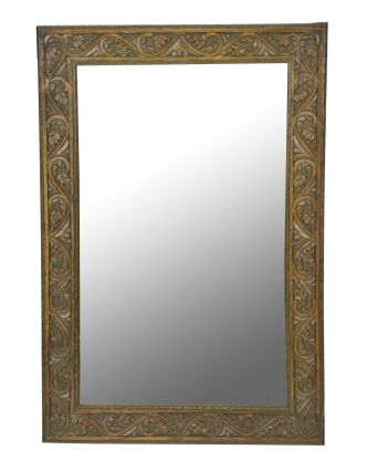 Zrcadlo v rámu z teakového dřeva,ručně vyřezávané, 55x3x82cm
