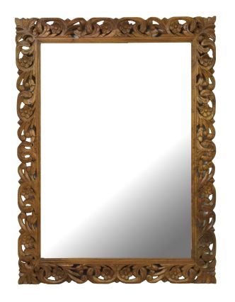 Ručně vyřezávané zrcadlo z mangového dřeva, 90x4x120cm