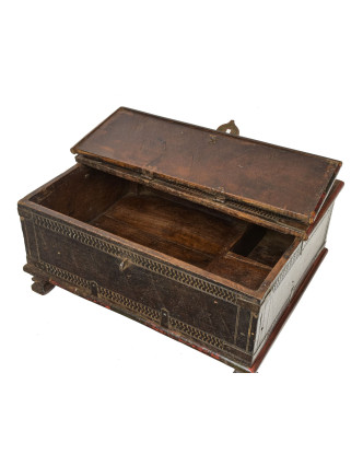Stará truhlička - šperkovnice z teakového dřeva, 47x37x22cm