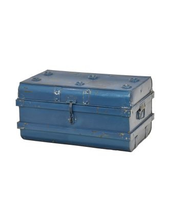 Plechový kufr, staré příruční zavazadlo, 60x35x22cm
