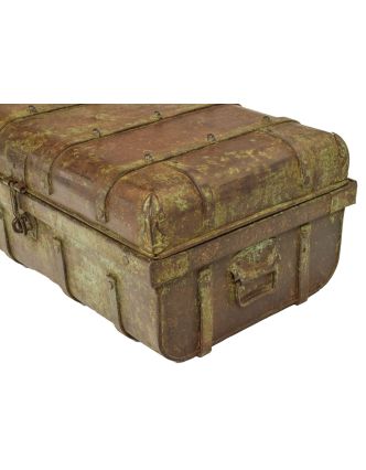 Plechový kufr, staré příruční zavazadlo, 60x35x22cm