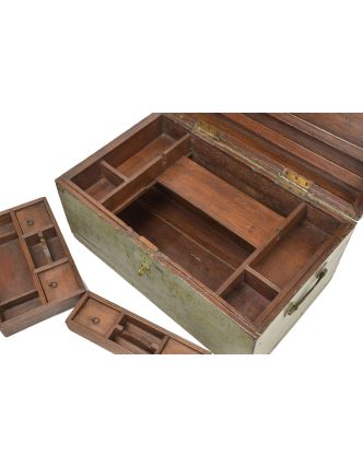 Stará truhlička z teakového dřeva, 49x30x27cm