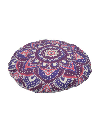Meditační polštář, kulatý, fialovo-růžová mandala, 80x10cm