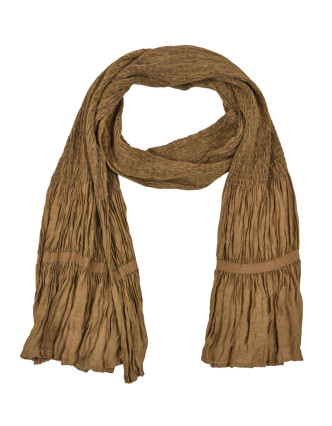 Šátek, jednobarevný, žabičkování, hnědý, hedvábí s elastanem, 26*160cm